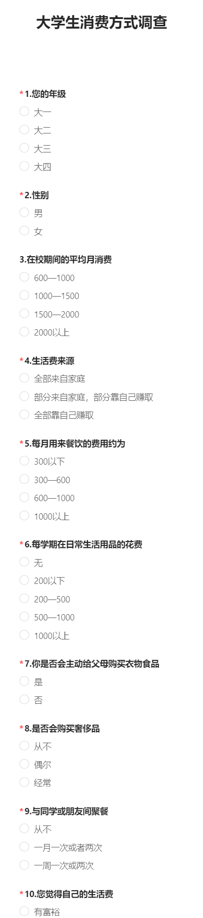 大学生消费方式调查