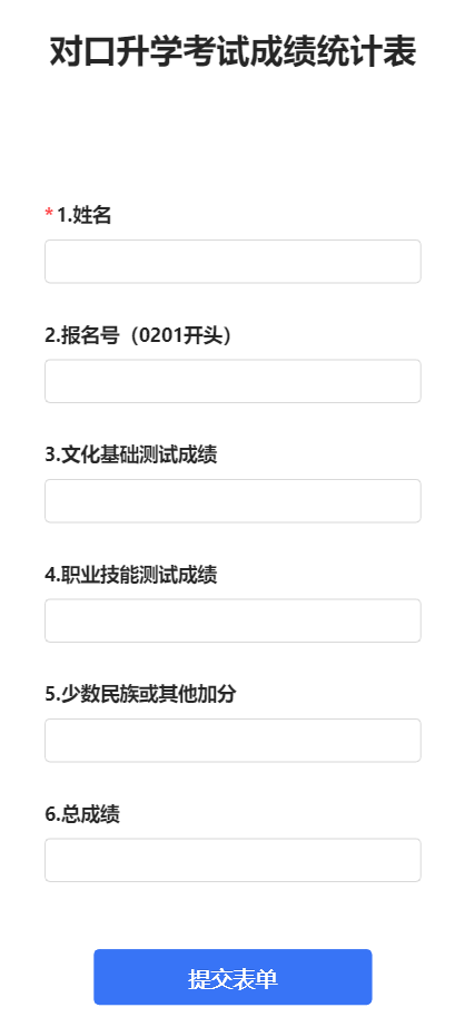 对口升学考试成绩统计表
